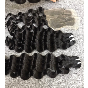 Paquetes alineados con cutícula, cabello humano Remy vietnamita virgen, extensión de cabello humano de onda profunda, máquina Natural cruda, extensiones de trama Doble - Product Image 2