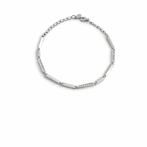 925 Sterling Silver Diamond Bar Link Bangle Women <b>Cute</b> Minimalist Geometric Chain Jewelry High Polish Finish Daily Wear Party - Product Image 1