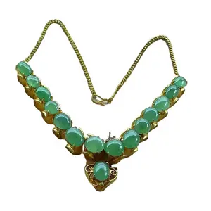 18K gold gemstone Emerald cabochon to make necklace