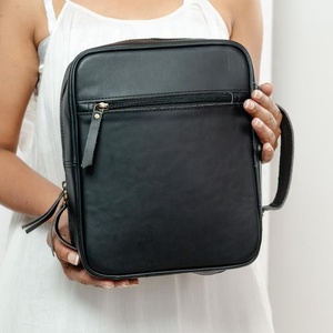 Nouveau Style fermeture éclair bagage à main voyage sac à bandoulière accessoires de barbier en cuir véritable grande capacité outil de coiffure pochette de rangement - Product Image 4