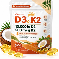 Complément Alimentaire Herbal OEM Vitamine D3 K2 MK7 10000 UI Gélules Molles 300 Pièces Marque Privée