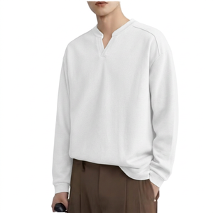 เสื้อสเวตเชิ้ตคอกลมทรงโอเวอร์ไซส์สั่งทำขายส่ง สีพื้น ผ้าถัก แขนยาวทรงปกติ สำหรับผู้ชาย สวมใส่สบายๆ ในฤดูใบไม้ร่วง - Product Image 2