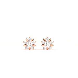 Aarinya Boucles d'oreilles clous en or 9K certifiées IGI, motif floral, diamant, style Centurion, minimalistes, avec pétales sertis, pour femme, cadeau, fête - Product Image 5