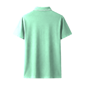 Polo personnalisé pour homme en coton respirant vert menthe à manches courtes, col contrastant blanc, style décontracté pour le golf - Product Image 2