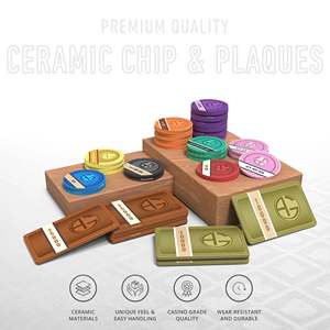 Juego de Fichas de Póker de Cerámica Helix de 40/45/50 mm con Bandeja, 300/500 Piezas, 10/20 Placas, 10/14/17 g - Product Image 3