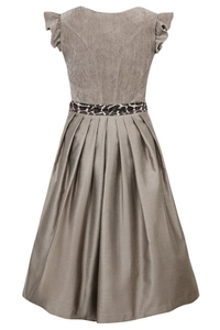 Vestido Midi Vintage de Línea A con Cinturón de Leopardo, Manga Casquillo, Cuello Cuadrado, Poliéster Tejido, Uso Diario Informal - Product Image 2