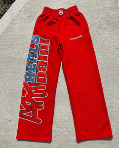 Custom Graphic <b>Print</b> Wide Leg Sweatpants <b>Men</b> Orange Heavyweight Fleece Jogger Pants Loose Fit Streetwear <b>Trousers</b> Wholesale - Product Image 5