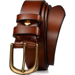 Ceinture homme en cuir de buffle robuste, cuir pleine fleur naturel, boucle intemporelle, ceinture pour usage quotidien - Product Image 4