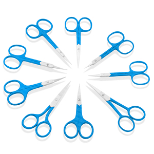 Ciseaux à cuticules droits en acier inoxydable de qualité supérieure, outils de beauté pour nail art, à pointe bleue et angle varié, argentés - Product Image 5