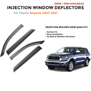 Injection Car Window Visor for Toyota Sequoia 2007-2021 Full Black Wind Deflector Rain Guard Rain Visor - Product Image 2