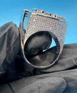 Moissanite <b>Iced</b> Out Signet <b>Ring</b> Hip Hop Luxury Statement Jewelry Pave Square Top Mens Fashion <b>Ring</b> - Product Image 3