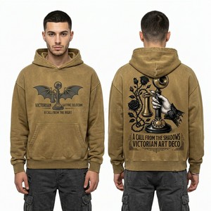 Sweat à capuche personnalisé brodé pour homme, haute qualité, 400 g/m², en molleton bouclette, style streetwear, fabricant, faible MOQ - Product Image 6