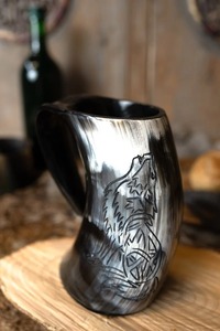 Real Viking Horn Mugs Polished Lightweight Customized <b>Vintage</b> Style 400ml Capacity Dishwasher Microwave <b>Safe</b> Star Pattern Gift - Product Image 6