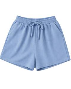 Conjunto de Top Corto Acanalado y Pantalones Cortos con Cordón para Mujer, Azul Cielo con Estrella Negra, Atuendo Casual de Dos Piezas para Descansar, Venta al por Mayor Personalizada - Product Image 3