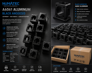Componentes de Fresado/Torneado CNC Anodizados en NEGRO, Aleaciones de Acero para Mecanizado, Certificación ISO9001, Entrega en 20 Días - NUMATEC Vietnam - Product Image 1
