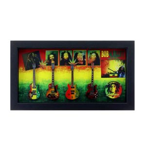 Cadre musical Marley Rasta 7,8 x 13,8 pouces avec guitare et cadre en verre pour cadeaux musicaux et souvenirs - Product Image 1