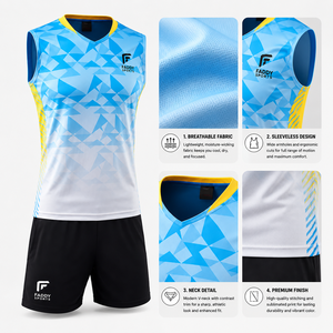 Uniforme de Voleibol Sublimado Personalizado Profesional para Hombre, Conjunto de Camiseta sin Mangas y Pantalones Cortos, Ropa Deportiva Transpirable para Equipo - Product Image 4