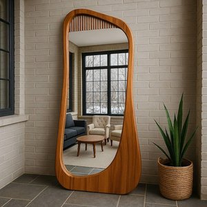 Decorative Handmade Modern Round Wooden Wall <b>Mirror</b> Eco-Friendly Hanging <b>Mirror</b> - Product Image 5