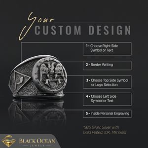 Bague Maçonnique BOJ 005 Personnalisée Unisexe Franc-Maçon Personnalisé Texas Maître Maçon Bague Chevalière Hip Hop Argent Prix Bas - Product Image 2