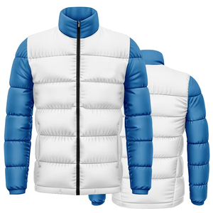 Blouson matelassé léger et imperméable pour homme, coupe-vent, col montant, fermeture éclair, broderie tissée unie, idéal pour l'hiver en extérieur - Product Image 2