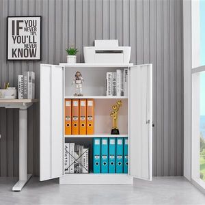 Adjustable Shelf Metal <b>Storage</b> Cabinet with Locking Doors Folding Filing <b>Storage</b> <b>Locker</b> File Cabinets - Product Image 4