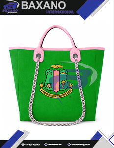 Bolsa de Lona Resistente Verde y Rosa de Alpha Kapa Alpha Sorority, con Correa de Cadena, Gran Capacidad, Alta Calidad, Estilo AKA - Product Image 4