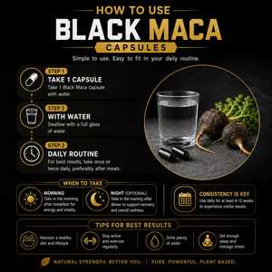 Capsules de Maca Noire Avancée, 60 unités, Complément Naturel à Base de Racine de Maca pour la Nutrition Quotidienne, Favorisant l'Énergie, la Force et le Bien-être - Product Image 3
