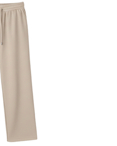 Custom Beige Wide Leg Sweatpants Women Elastic Waist <b>Drawstring</b> Lounge Pants Casual Loose Fit Custom Bulk Manufacturer Supply - Product Image 2