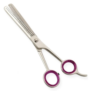 Stainless Steel Thinning Hair Scissors Straight Salon Barber Cutting <b>Shears</b> with Powder Coated Finger Rings - Product Image 1