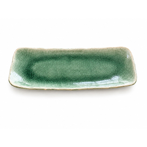 Assiettes rectangulaires vertes de luxe originales et réutilisables pour restaurants, vaisselle en céramique en gros - Product Image 1