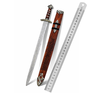 ดาบเหล็กดามัสกัส ดาบไวกิ้งคมกริบ ดาบยุคกลาง ดาบไวกิ้งชาวเหนือ พร้อมปลอกดาบ ของขวัญส่วนตัว ของขวัญเพื่อนเจ้าบ่าว - Product Image 1