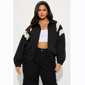 <b>Women's</b> <b>Black</b> Color Blocking Tracksuit Set Full Sleeve Zipper Jacket And <b>Leggings</b> Sporty Style Breathable Spring Wear - Product Image 5