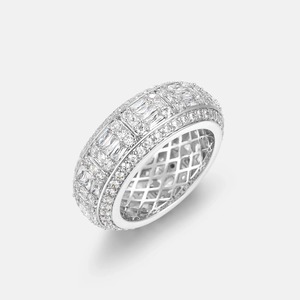 Unisex Hip Hop Cluster Ring Moissanite Fully Iced Design Hip Hop Moissanite Diamond Ring Sterling Silver for Unisex - Product Image 1