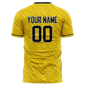 Camiseta de Fútbol Sublimada Amarilla Personalizada para Hombre, Manga Corta, Absorbe la Humedad, Nombre del Equipo Impreso, Uniformes de Fútbol - Product Image 3