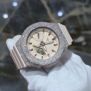 Reloj de cuarzo analógico con bisel de diamantes, correa de silicona, reloj de pulsera con pantalla digital para mujer, moda para fiestas - Product Image 3