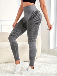 Seamless High Waist Butt Lifting <b>Leggings</b> Full Length <b>Grey</b> Geometric Yoga Pants <b>Women</b> - Product Image 4