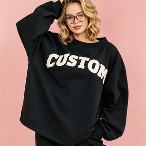 Ensemble sweat-shirt col montant et pantalon pour femme 2026 – Coupe oversize, court, pour adolescentes, ample, manches longues, hiver - Product Image 1