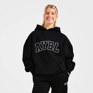 Sudadera con Capucha Extra Grande para Mujer, Color Sólido, Tejido de Algodón, con Bolsillos, Manga Larga, Estilo Otoñal - Product Image 2
