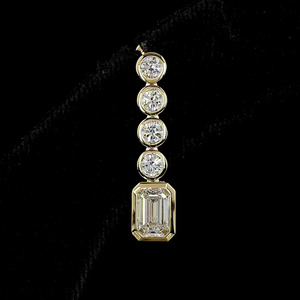 Boucles d'oreilles pendantes en diamant de laboratoire, taille ronde et taille émeraude, monture closée, or 10K 14K 18K, argent 925 935, bijoux fins - Product Image 2