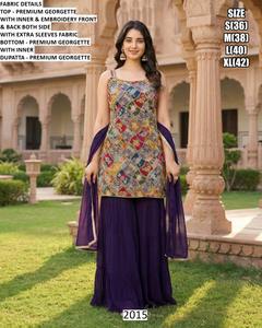 Robe longue sirène Meher Bhandhani multicolore, brodée de motifs floraux modernes, confortable, taille naturelle, décolleté cœur - Product Image 1