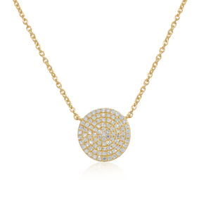 0.30 Ct. Pave <b>Disc</b> Pendant 14K <b>Gold</b> Rhodium Plated Diamond - Product Image 3