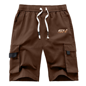 Shorts cargo en coton pour hommes, coupe décontractée, multi-poches, pour la randonnée, la pêche, respirant, couleur unie, design personnalisé - Product Image 1