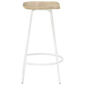 Ensemble de 4 tabourets de bar en bois blanchi et blanc - Product Image 5