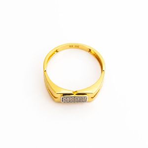 <b>Mens</b> 18KT Yellow Gold Rectangular Micro Pave Cubic Zirconia Signet <b>Ring</b> Minimalist Polished Statement Wedding Party Gift - Product Image 5