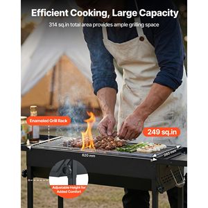 Griglia a Carbone Portatile Pieghevole con Altezza Regolabile e Tavolini Laterali, Rivestimento in Polvere ad Alta Temperatura per Barbecue - Product Image 2
