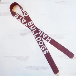Hook'Em White Webbing <b>Strap</b> with Raised Text Fashionable Bag Accessory - Product Image 5