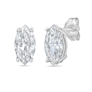 1 CT Lab Grown Marquise Diamond <b>Studs</b> 18K Gold Engagement Luxury Modern Geometric Women's - Product Image 1