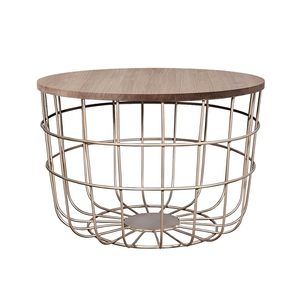 Mesa de Centro Redonda de Madera y Metal, Mesa Moderna para Sala de Estar, Vestíbulo, Cocina - Product Image 4