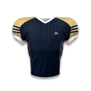 Custom Men's American Football Jersey Set Navy Gold Geometric Print Short Sleeve Fitted Moisture Wicking Apparel - Product Image 6