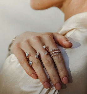 Anillo de Oro Sólido de 14K con Diamantes de Laboratorio, Diseño Espiral Multihilera Tipo Serpiente, Anillo de Diamantes en Espiral, Anillo Abierto Ajustable, Joyería Fina para Regalo - Product Image 5